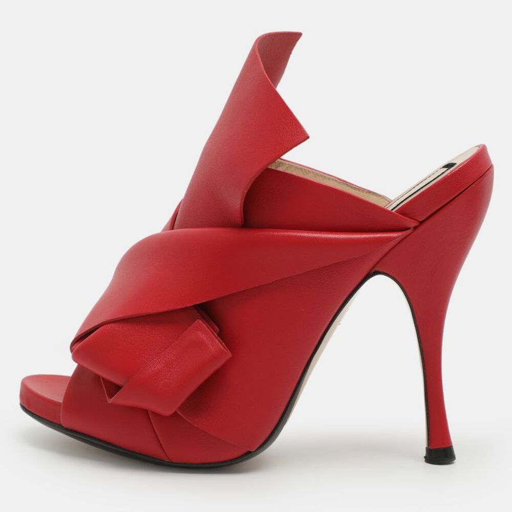 N21 Raso Knot Size 37 Red Leather Mules